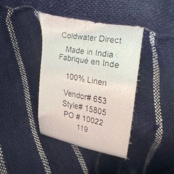Coldwater Creek 100% Linen Blue White Stripe Wide Leg Pants Sz S Coastal Boho - Picture 5 of 5